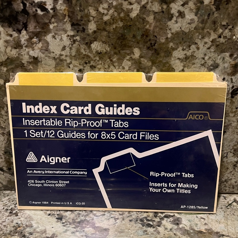 Aigner Index Card Guides with Rip-Proof Tabs - 4 Available - Vintage New!